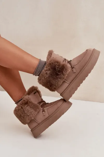 BIG STAR SHOES Dámske Snehové Topánky Na Platforme S Kožušinou A Šnurovaním Big Star