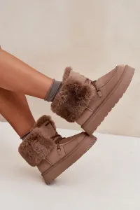 BIG STAR SHOES Dámske Snehové Topánky Na Platforme S Kožušinou A Šnurovaním Big Star