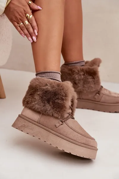 BIG STAR SHOES Dámske Snehové Topánky Na Platforme S Kožušinou A Šnurovaním Big Star