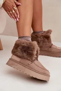 BIG STAR SHOES Dámske Snehové Topánky Na Platforme S Kožušinou A Šnurovaním Big Star