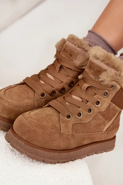 BIG STAR SHOES Semišové Snehule Dámske Na Platforme S Kožúškom Big Star