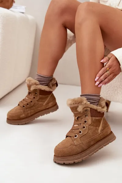 BIG STAR SHOES Semišové Snehule Dámske Na Platforme S Kožúškom Big Star