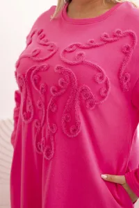 Legínovo Dámske plus size šaty s výšivkou bavlnené béžové Farba: Ružová, Veľkosť: UNI