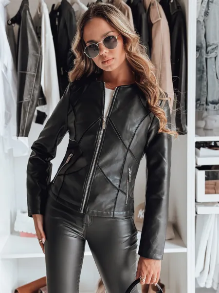 Dámska kožená bunda CHICLEATHER čierna