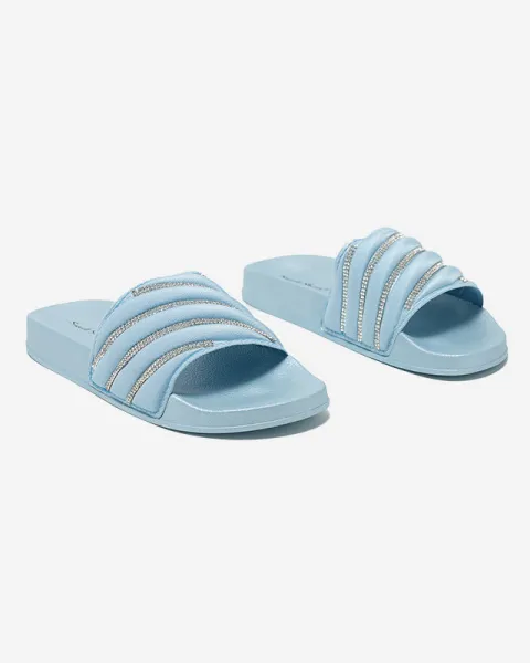 Resti Blue women's flip-flops with zircons Erikis - Footwear