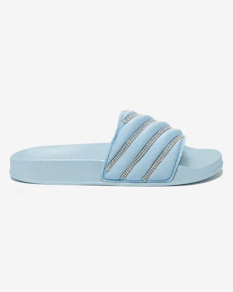 Resti Blue women's flip-flops with zircons Erikis - Footwear