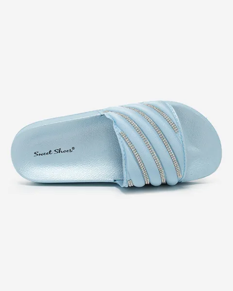 Resti Blue women's flip-flops with zircons Erikis - Footwear