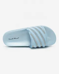 Resti Blue women's flip-flops with zircons Erikis - Footwear
