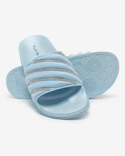 Resti Blue women's flip-flops with zircons Erikis - Footwear