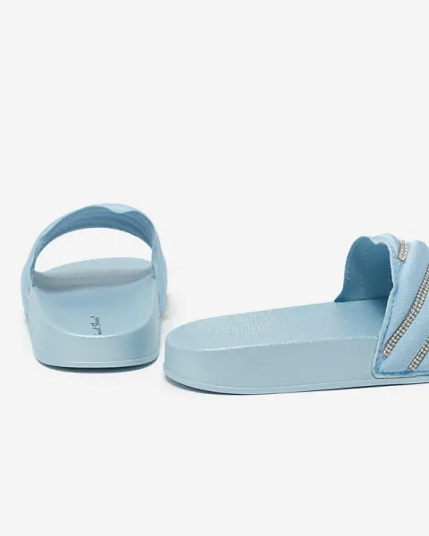 Resti Blue women's flip-flops with zircons Erikis - Footwear