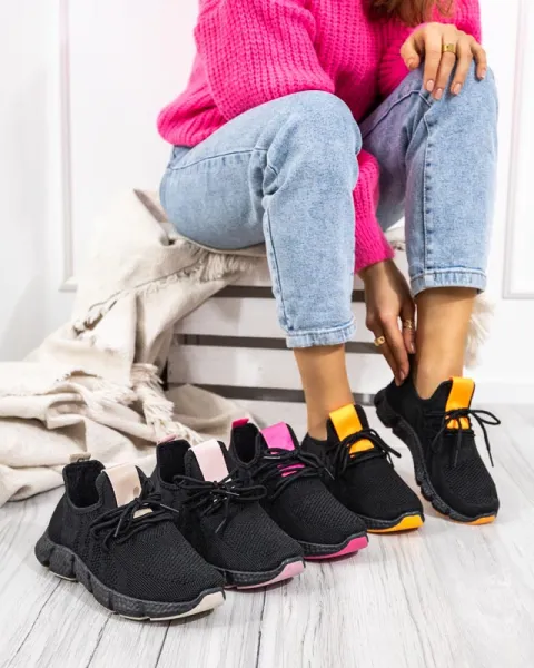 Resti Black and pink women's sports shoes Bommgi - Footwear