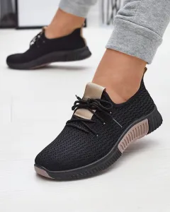 Resti Black women's sports shoes with brown inserts Keteti - Footwear