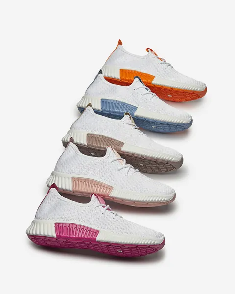 Resti White women's sports shoes with orange inserts Kedeti - Footwear