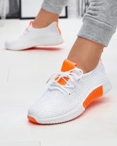 Resti White women's sports shoes with orange inserts Kedeti - Footwear
