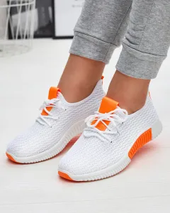 Resti White women's sports shoes with orange inserts Kedeti - Footwear