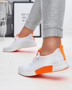 Resti White women's sports shoes with orange inserts Kedeti - Footwear