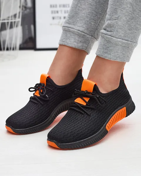 Resti Black women's sports shoes with orange inserts Keteti - Footwear