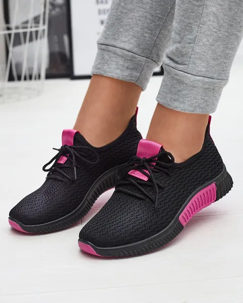 Resti Black women's sports shoes with fuchsia inserts Keteti - Footwear