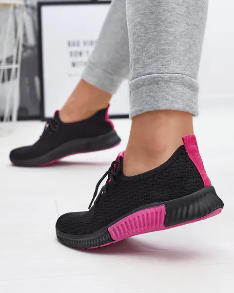 Resti Black women's sports shoes with fuchsia inserts Keteti - Footwear