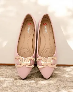 Resti Black women's ballerina flats with a tip embellishment on the toe Figgda