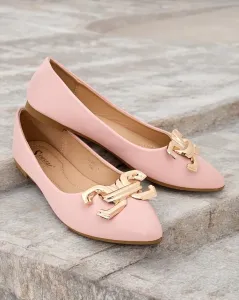 Resti Black women's ballerina flats with a tip embellishment on the toe Figgda