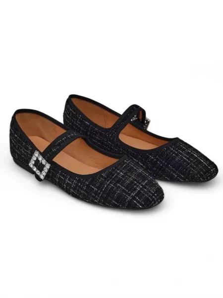 Resti Women's checked ballerinas with a buckle and strap Riffos