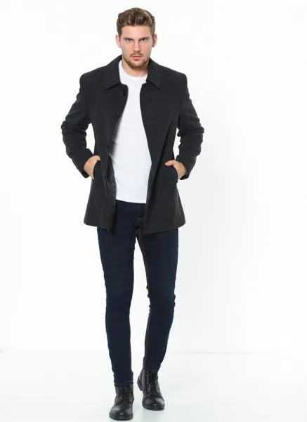 PLT8206 DEWBERRY MEN'S COAT-PATTERNED ANTHRACITE