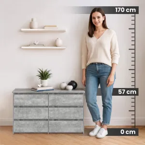 Ak furniture Komoda CL 100 cm 6 zásuviek betón