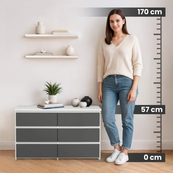 Ak furniture Komoda CL6 100 cm biela/grafitovo sivá
