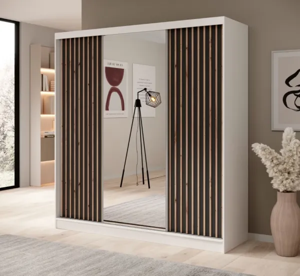 ArtAdrk Šatníková skriňa IDA | biela / čierna 200 cm