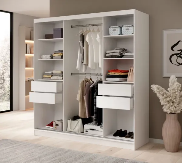 ArtAdrk Šatníková skriňa IDA | biela / biela 200 cm