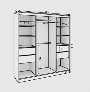 ArtAdrk Šatníková skriňa IDA | biela / biela 200 cm