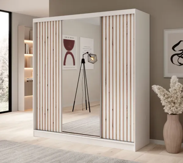 ArtAdrk Šatníková skriňa IDA | biela / biela 200 cm