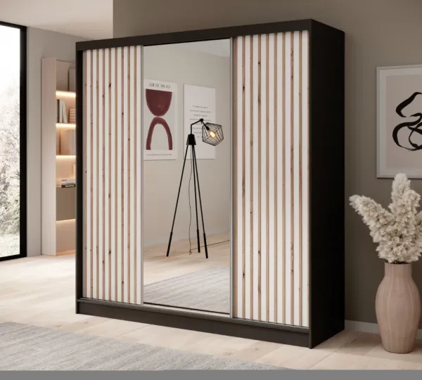 ArtAdrk Šatníková skriňa IDA | čierna / biela 200 cm