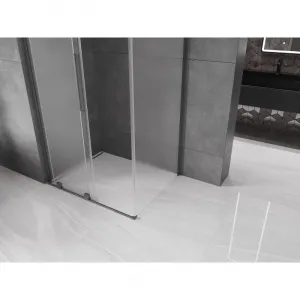 MEXEN/S - Velar L sprchovací kút, posuvné dvere 100 x 85, dekor, grafit metal 871-100-085-33-95