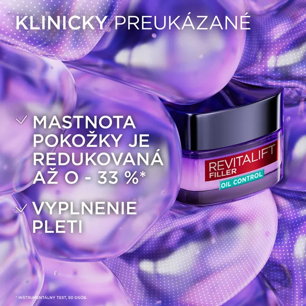 L’Oréal Paris Revitalift Filler Oil Control hĺbkovo hydratačný krém pre mastnú a zmiešanú pleť 50 ml