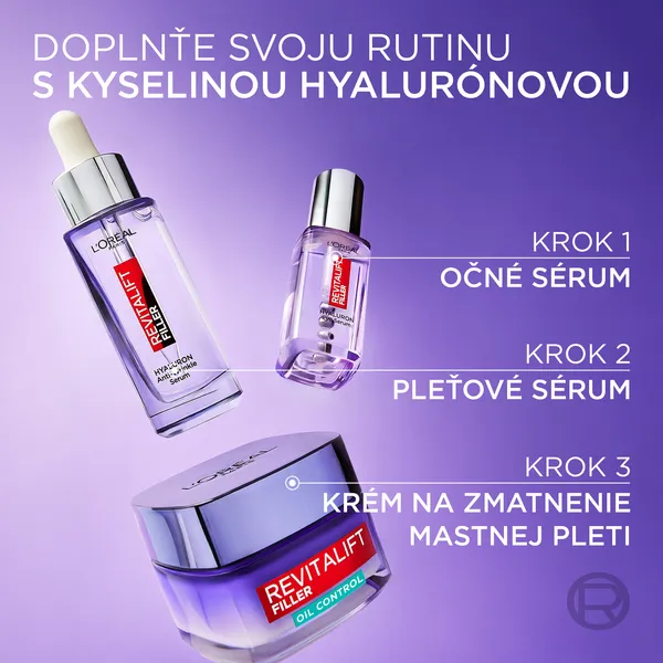 L’Oréal Paris Revitalift Filler Oil Control hĺbkovo hydratačný krém pre mastnú a zmiešanú pleť 50 ml