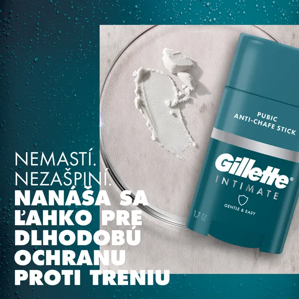 Gillette Intimate Anti-Chafe Stick intímny balzam v tyčinke proti svrbeniu a treniu v oblasti slabín 48 g