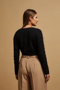 Marisse Black Blouse With Lace On The Sleeves