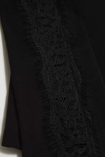 Marisse Black Blouse With Lace On The Sleeves