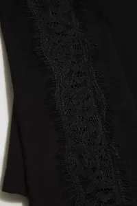Marisse Black Blouse With Lace On The Sleeves