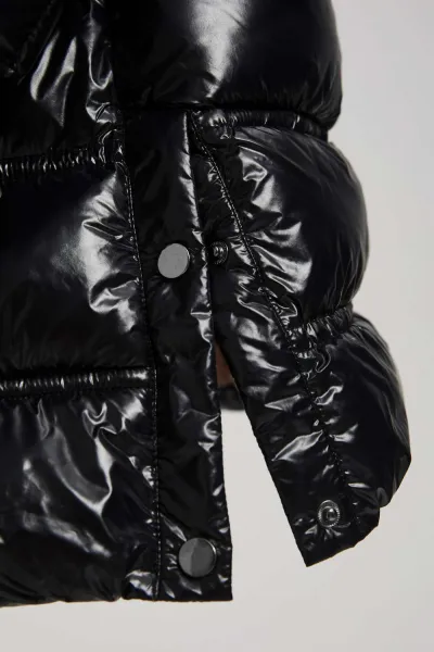Marisse Short Quilted Black Jacket With A Hood