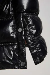 Marisse Short Quilted Black Jacket With A Hood