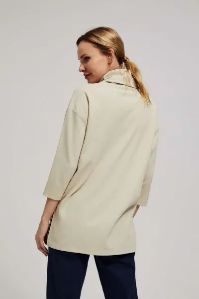 Marisse Sand Wide Turtleneck Sweatshirt