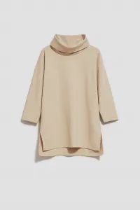 Marisse Sand Wide Turtleneck Sweatshirt