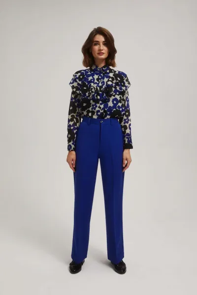 Marisse Blue Wide-Leg Creased Trousers