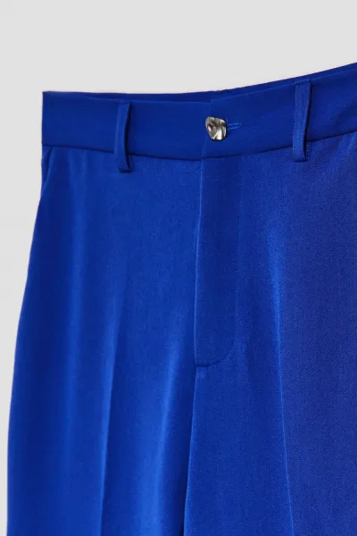 Marisse Blue Wide-Leg Creased Trousers