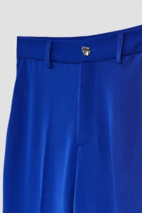 Marisse Blue Wide-Leg Creased Trousers