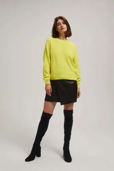 Marisse Lime Round Neck Sweater