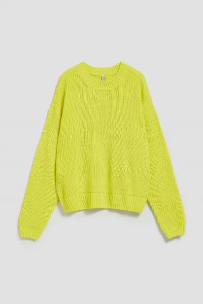 Marisse Lime Round Neck Sweater